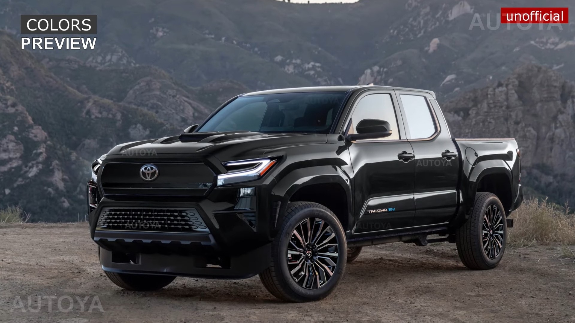 2026 Or 2027 Toyota Tacoma EV Springs To Life Across An Off Road Trail 
