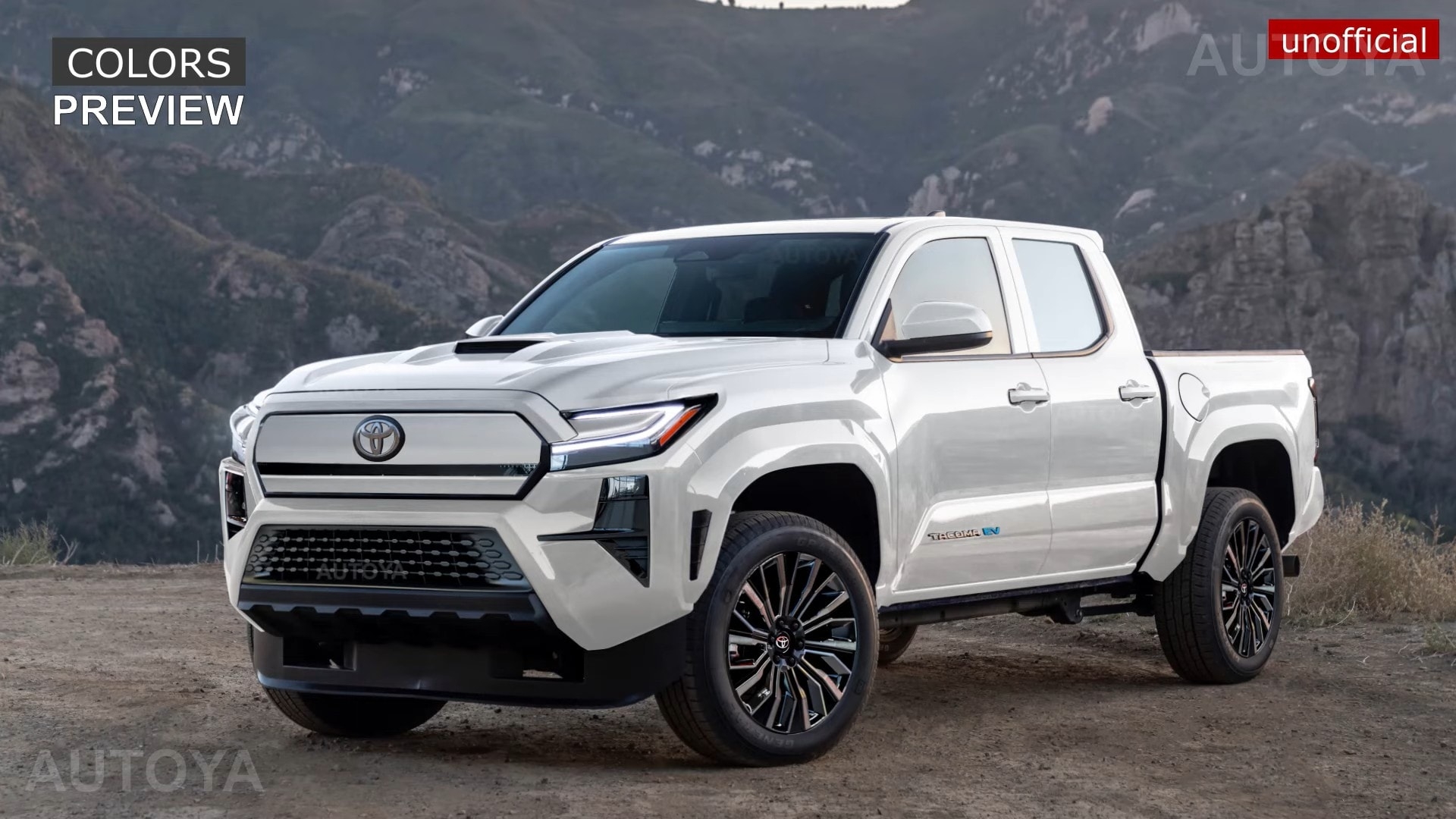 2026 Or 2027 Toyota Tacoma EV Springs To Life Across An Off Road Trail 